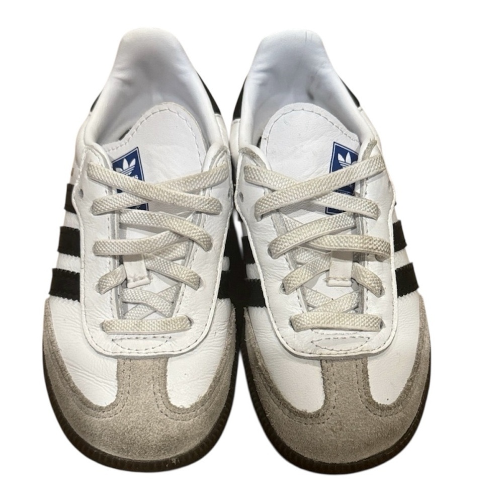 Adidas Kids White and Gray Sneakers Size 8 Toddler Gently Used